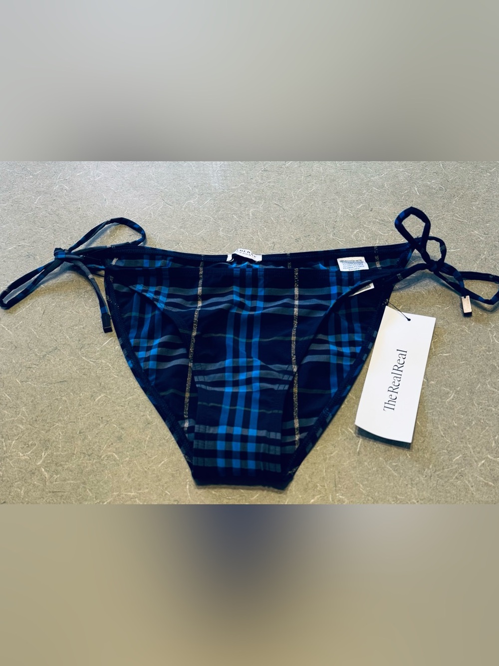 Burberry London Blue Check Tie Side Bikini Bottom S Italy